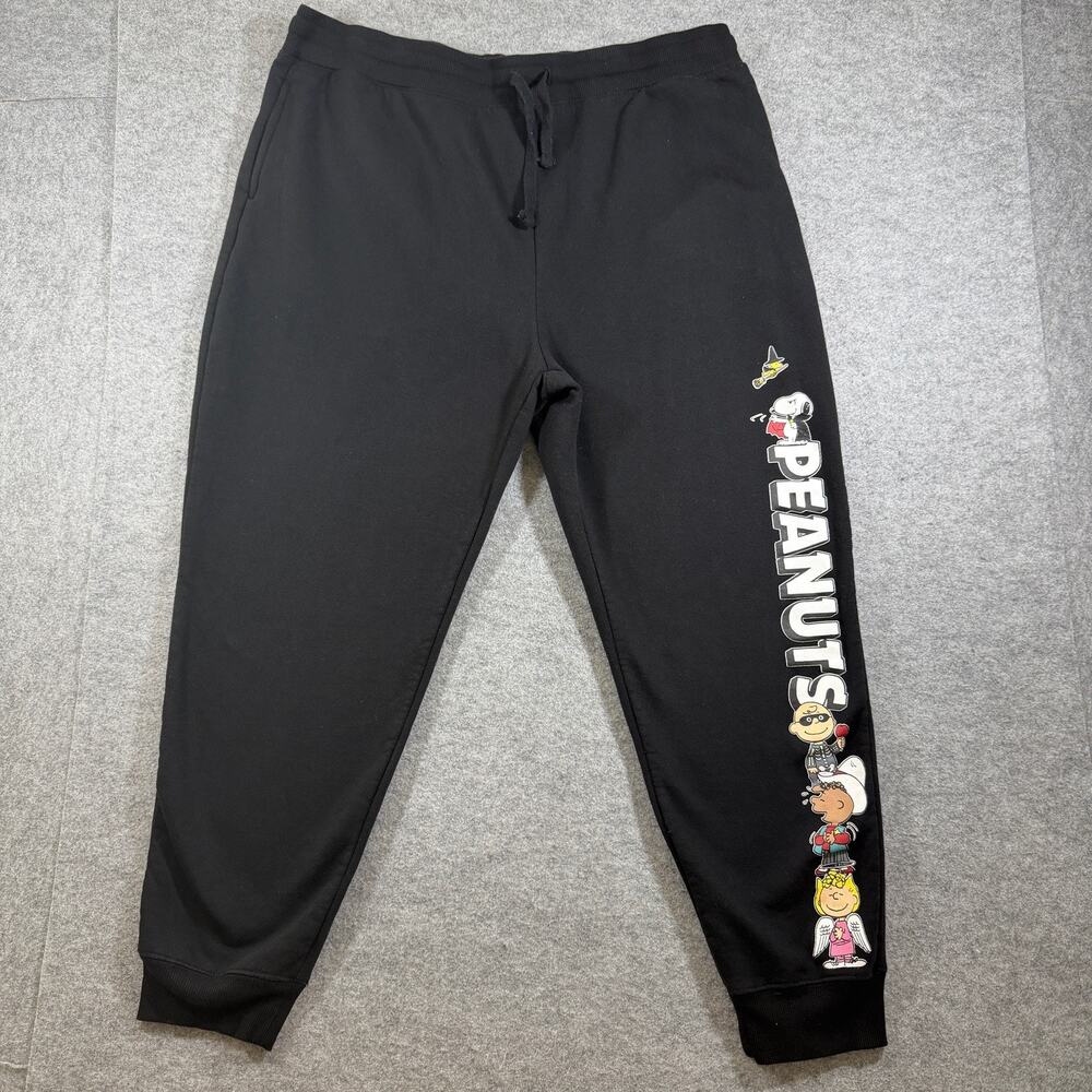 Peanuts Joggers Mens XXXL Black Halloween Graphic Sweatpants Cotton Blend